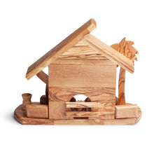 Load image into Gallery viewer, Handmade Nativity Scene With Silent Night Musical Box, Incense Compartment Hand Carved Out Of Olive Wood In Bethlehem The Holy Land OWO 102
