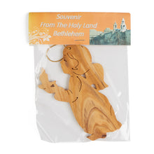 Load image into Gallery viewer, Angel With Candle Christmas Decoration Made From Olive Wood In The Holy Land Bethlehem
