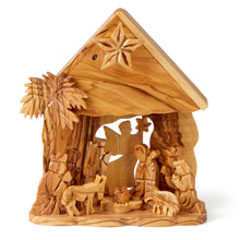 Load image into Gallery viewer, Hand Carved Olive Wood Musical Nativity Made In The Holy Land Bethlehem
