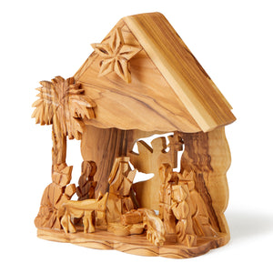 Hand Carved Olive Wood Musical Nativity Made In The Holy Land Bethlehem