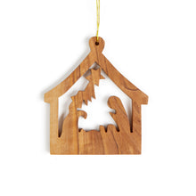 Load image into Gallery viewer, Nativity Scene Christmas Tree Decoration Made From Olive Wood In Bethlehem
