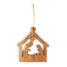 Load image into Gallery viewer, Nativity Scene Christmas Tree Decoration Made From Olive Wood In Bethlehem

