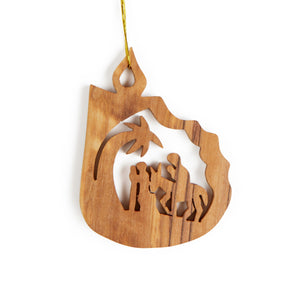Flight To Egypt 2D Christmas Tree Decoration Made From Olive Wood In Bethlehem OWO 066