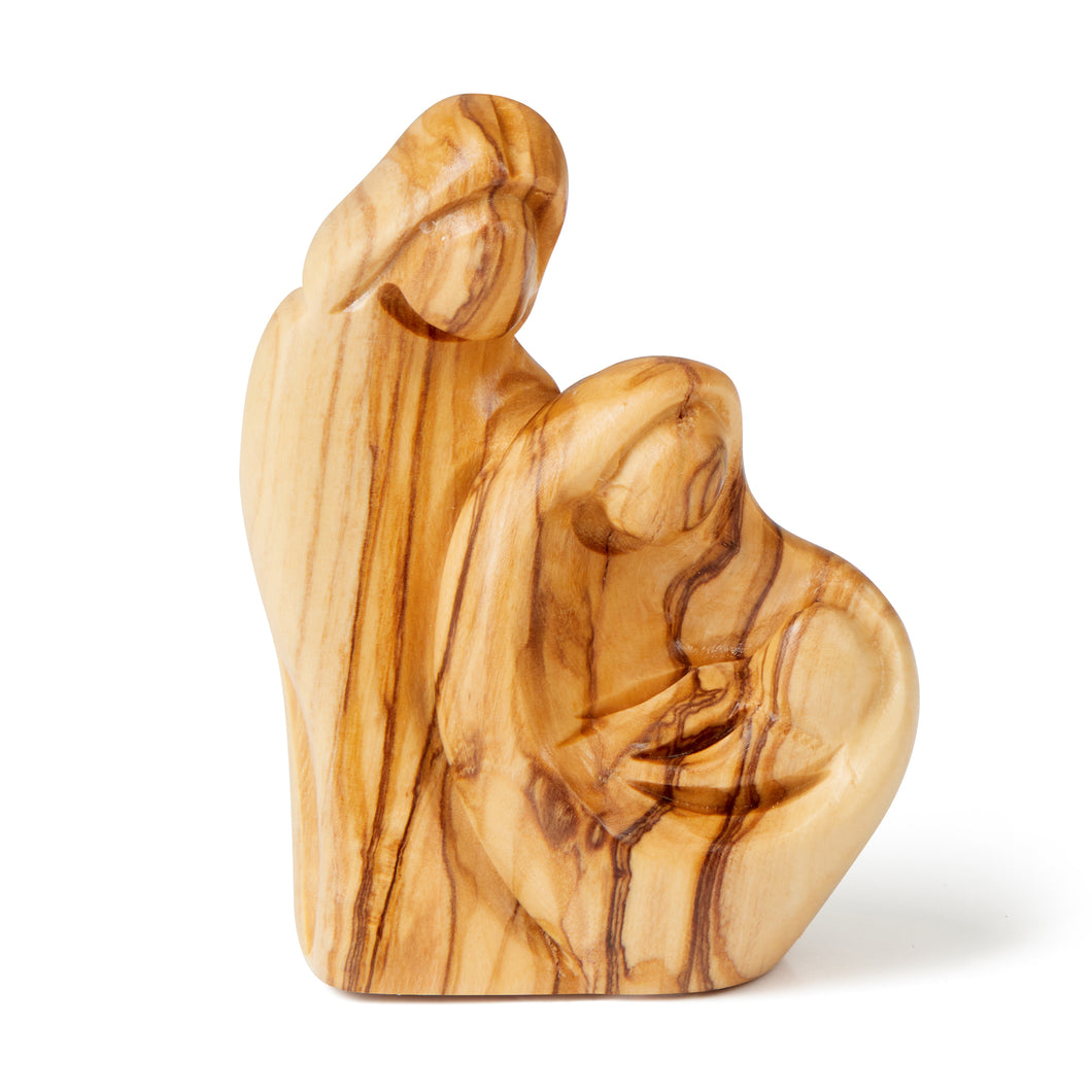 Small Family Statue Hand Carved In Olive Wood In The Holy Land Bethlehem OWH 013