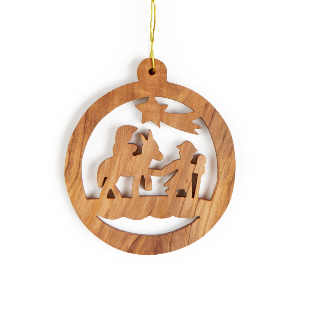 Flight To Egypt Christmas Tree Decoration Made From Olive Wood In Bethlehem