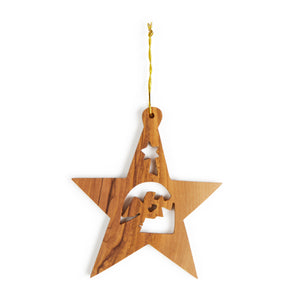 Musical Angel Tree Decoration Made From Olive Wood In Bethlehem OWO 047