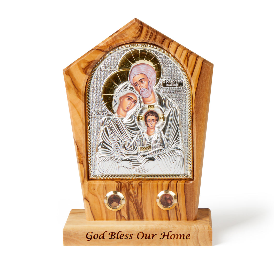 Solid Olive Wood Standing Plaque Depicting The Holy Family Made In The Holy land Bethlehem - Large
