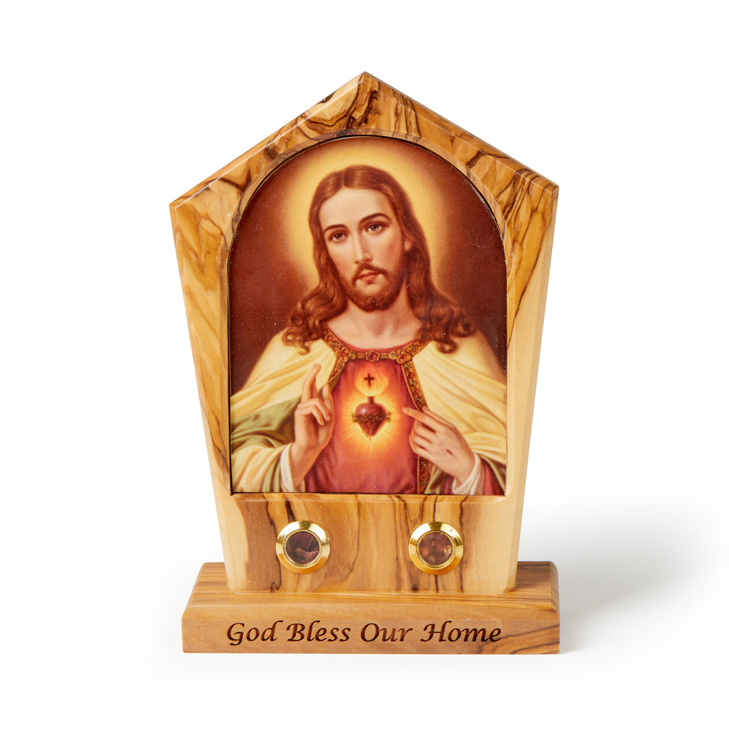 Products Solid Olive Wood Standing Plaque Depicting Jesus Made In The Holy land Bethlehem - Medium
