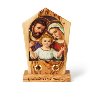 Solid Olive Wood Standing Plaque Depicting The Holy Family Made In The Holy land Bethlehem - Medium