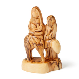 Mary, Joseph And Jesus On A Donkey - Flight To Egypt Hand Carved In Olive Wood In The Holy Land Bethlehem - Small OWH 022