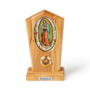 Solid Olive Wood Standing Plaque Depicting Mother Mary Made In The Holy land Bethlehem - Small