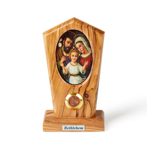 Products Solid Olive Wood Standing Plaque Depicting The Holy Family Made In The Holy land Bethlehem - Small