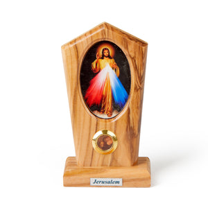 Solid Olive Wood Standing Plaque Depicting Jesus Made In The Holy land Bethlehem - Small