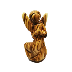 Hand carved olive wood angel made in Bethlehem, unique grain