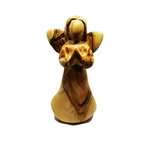 Hand carved olive wood angel made in Bethlehem, unique grain