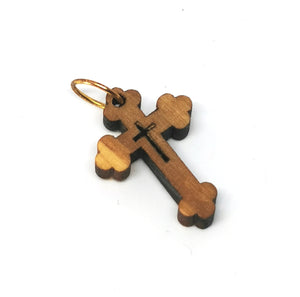 Handmade in Bethlehem olive wood cross pendant 