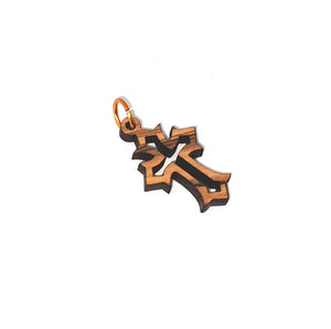 Handmade in Bethlehem olive wood cross pendant 