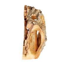 Load image into Gallery viewer, Nativity Scene Hand Carved Into An Olive Tree Log Keeping A Rustic Look Medium Size Handmade In Bethlehem The Holy Land OWO 035
