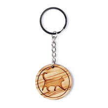 Load image into Gallery viewer, Cat Wooden Keyring Olive Wood Cat Key Chain
