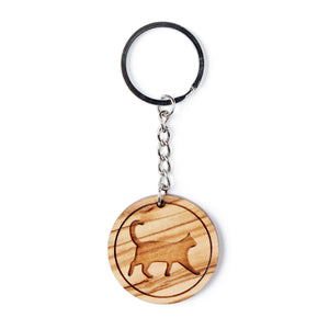 Cat Wooden Keyring Olive Wood Cat Key Chain