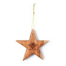 Load image into Gallery viewer, Bee Star Decoration Manchester Worker Bee Hanging Decoration Handmade Out Of Olive Wood
