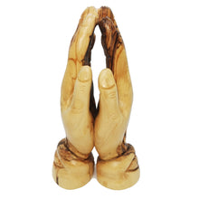 Load image into Gallery viewer, Hand carved olive wood praying hands made in Bethlehem
