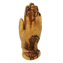 Load image into Gallery viewer, Hand carved olive wood praying hands made in Bethlehem
