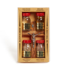 Load image into Gallery viewer, Holy Land Complete Gift Set - Holy Water, Soil, Oil and Incense with Cross
