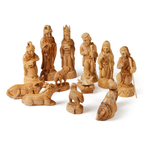Large Handmade Olive Wood Nativity Set Detailed Figures From Bethlehem