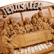画像をギャラリービューアに読み込む, The Last Supper Plaque On Large Oval Handmade Hanging Wall Plaque Made Out Of Olive Wood In Bethlehem The Holy Land OWY 009
