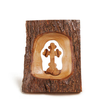 Load image into Gallery viewer, Cross Crucifix Cut Into Olive Wood Branch Hand Carved In Bethlehem The Holy Land
