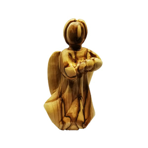 Hand carved olive wood angel made in Bethlehem, unique grain