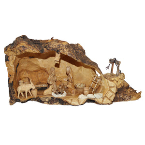 Hand Carved Olive Wood Cave Nativity Scene Made In Bethlehem, The Holy Land OWO 090
