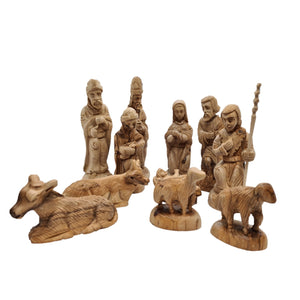 detailed nativity scene figures. Mary, Joseph, Jesus, 3 kings, Shepherd and animals 