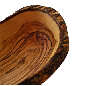 Natural Finish Double Olive Wood Serving Bowls