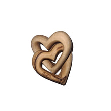 Load image into Gallery viewer, Love Hearts Entwined Linked Handmade Olive Wood Hearts of Love

