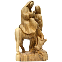 Load image into Gallery viewer, Mary, Joseph And Jesus On A Donkey - Flight To Egypt Hand Carved In Olive Wood In The Holy Land Bethlehem - Large OWH 021
