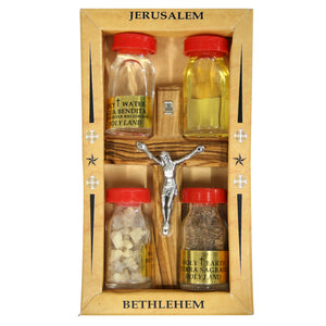 Holy Land Complete Gift Set - Holy Water, Soil, Oil and Incense with Cross