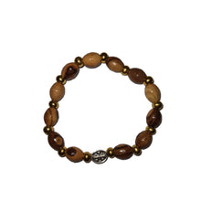 Load image into Gallery viewer, Gold Bead &amp; Olive Wood Handmade Bead Bracelet
