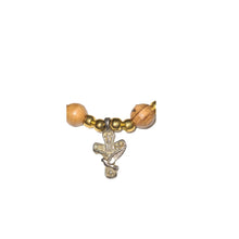 画像をギャラリービューアに読み込む, Hand Crafted Olive Wood Bead Bracelet with Golden Beads &amp; Silver Dove Cross
