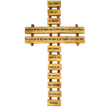 画像をギャラリービューアに読み込む, Lords Prayer Handmade Olive Wood Hanging Cross Crucifix With Our Father Engraving Made In Bethlehem, Small

