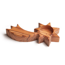 Load image into Gallery viewer, Hand Crafted Shooting Star Olive Wood Tea Light Holder
