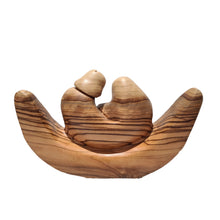 Load image into Gallery viewer, back of family in boat hand made in Bethlehem from olive wood
