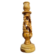 Load image into Gallery viewer, Small Handmade Olive Wood Candle Stick, Hand Carved Olive Wood Candle Holder
