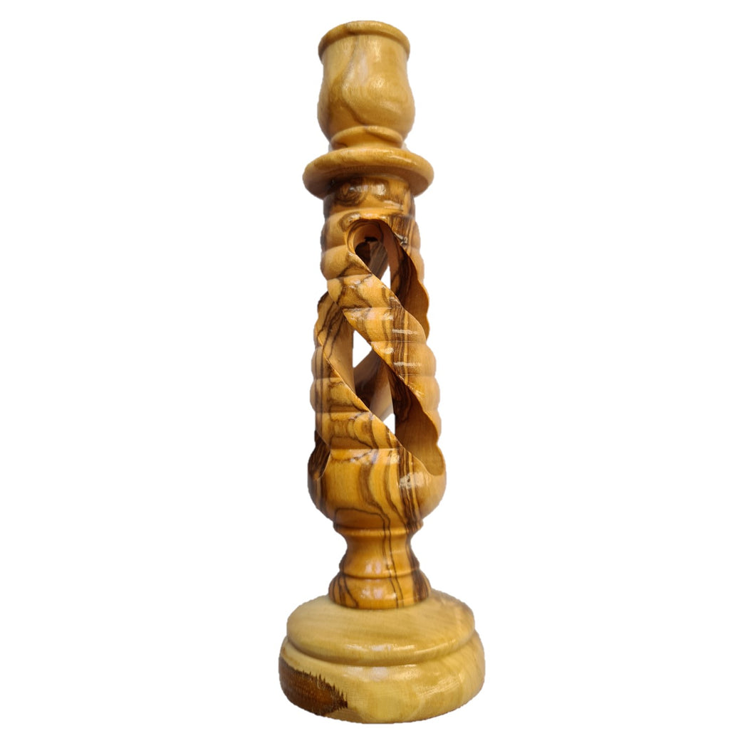 Candle Stick Handmade Out Of Olive Wood , Hand Carved Olive Wood Candle Holder Made In Bethlehem The Holy Land OWS 003