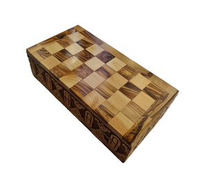 Chess Board, Handmade Olive Wood Chess Board With Detailed Individually Carved Figures Medium OWZ 001